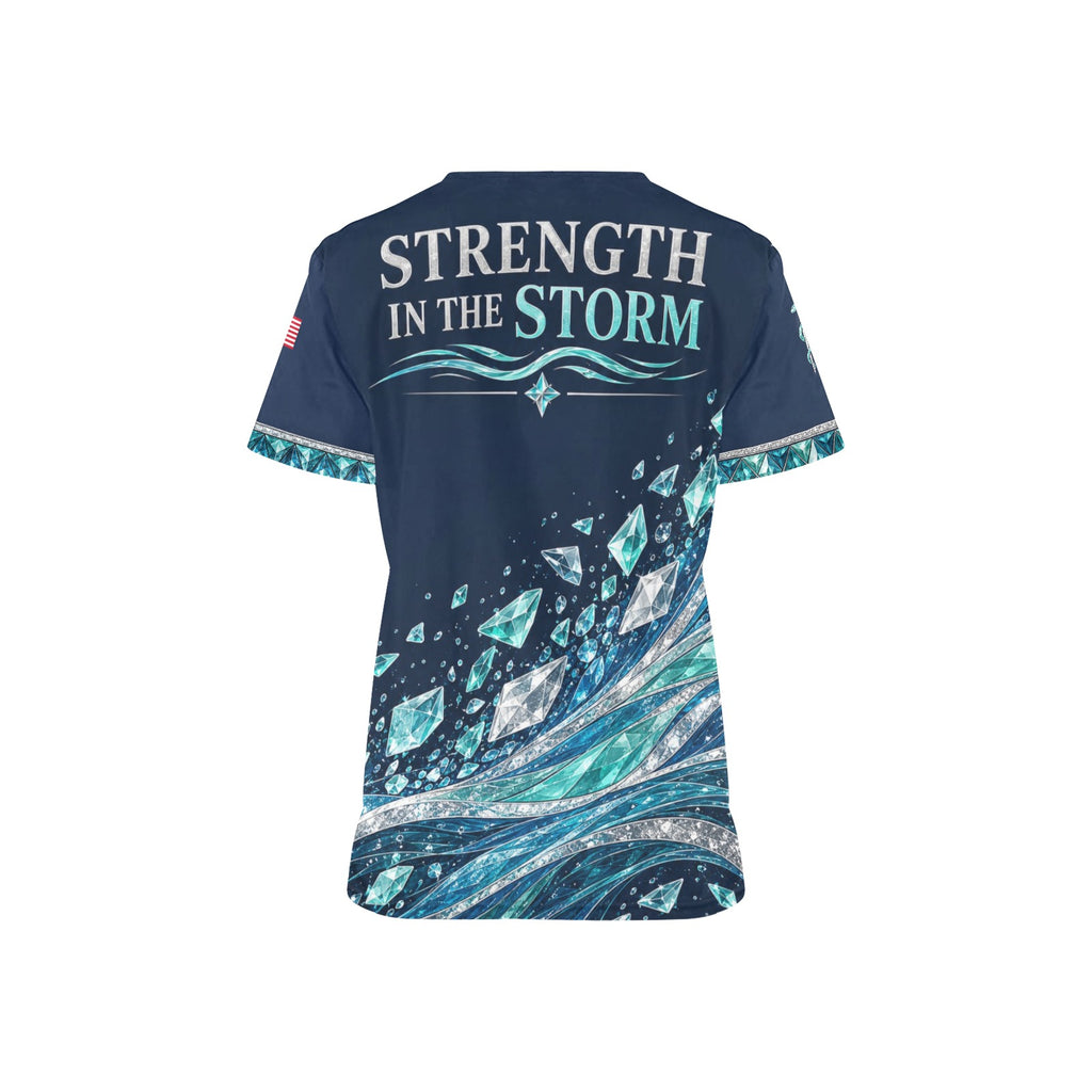 Sea Glass Strength — Coast Guard Veteran All-Over Print Scrub Top