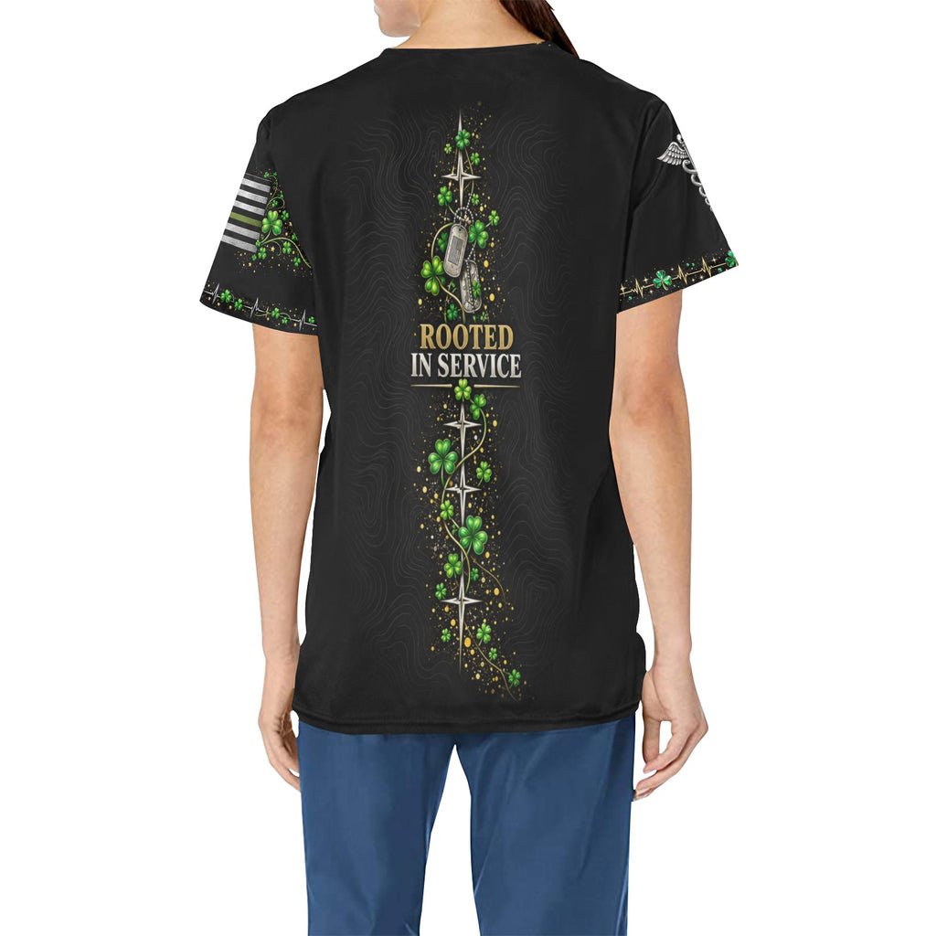 Shamrock Watch — Army St. Patrick's Day All-Over Print Scrub Top