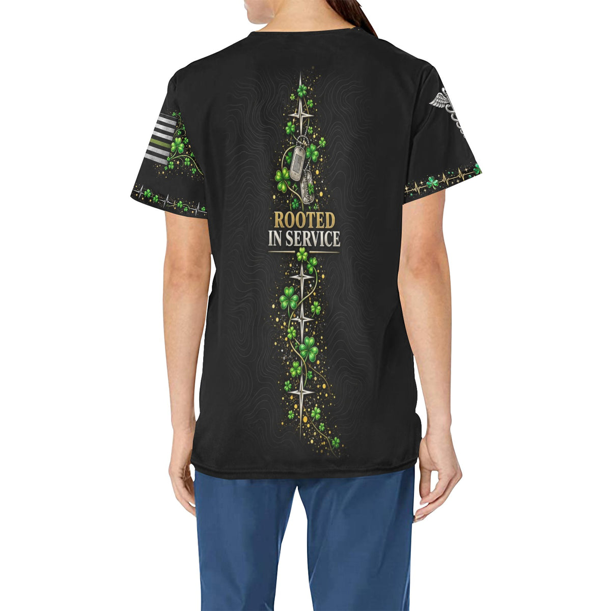 Shamrock Watch — Army St. Patrick's Day All-Over Print Scrub Top