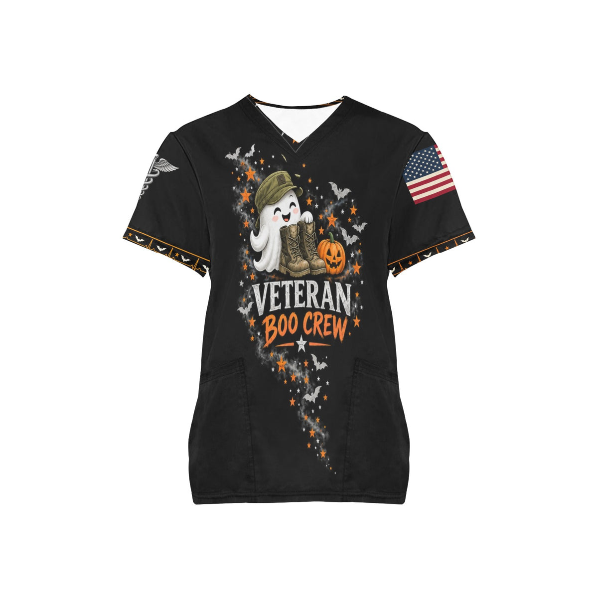 Veteran Boo Crew — Veteran Halloween All-Over Print Scrub Top