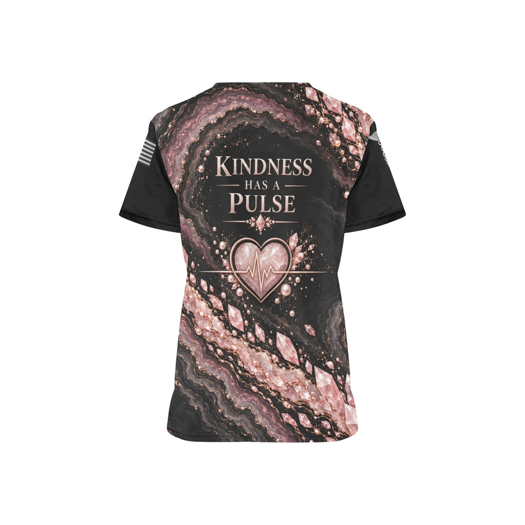 Rose Quartz Care — Nursing All-Over Print Scrub Top