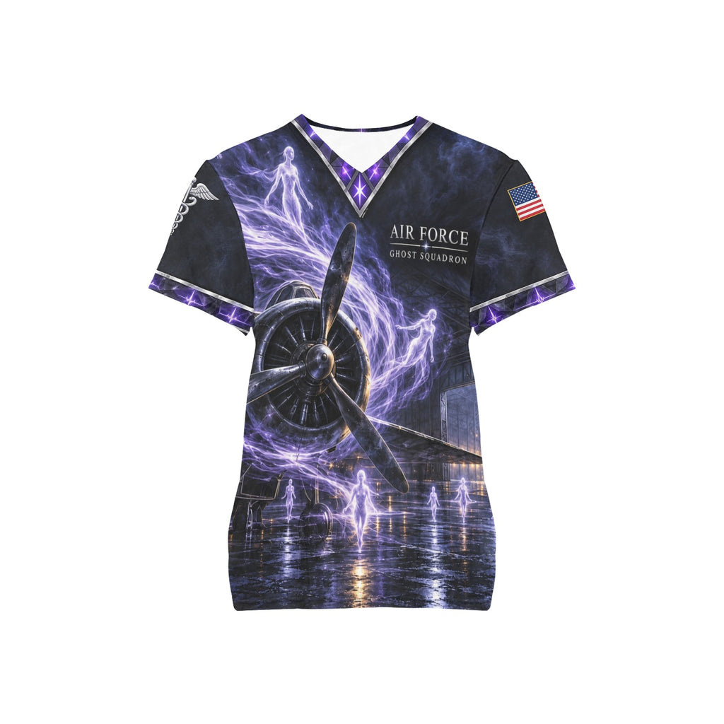 Ghost Squadron — Air Force Halloween All-Over Print Scrub Top