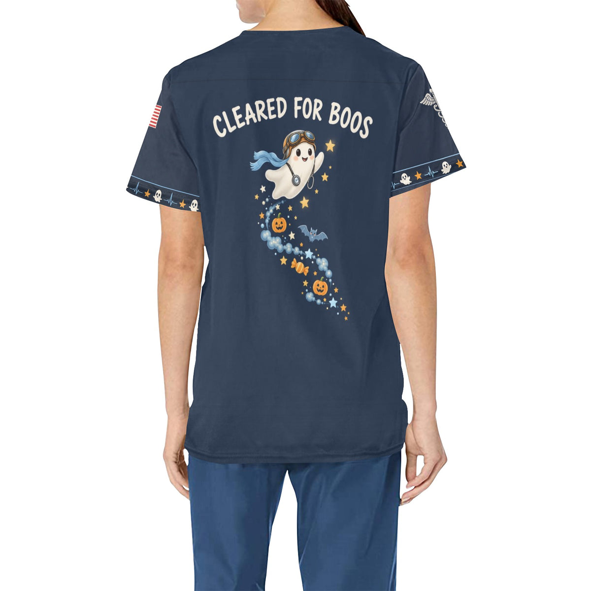 Boo Crew Flight — Air Force Halloween All-Over Print Scrub Top