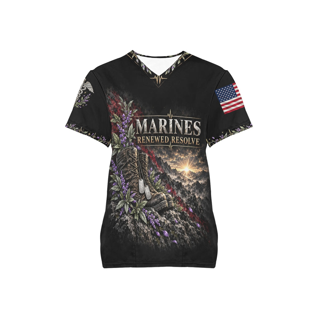 Renewed Resolve — Marine Corps Easter All-Over Print Scrub Top