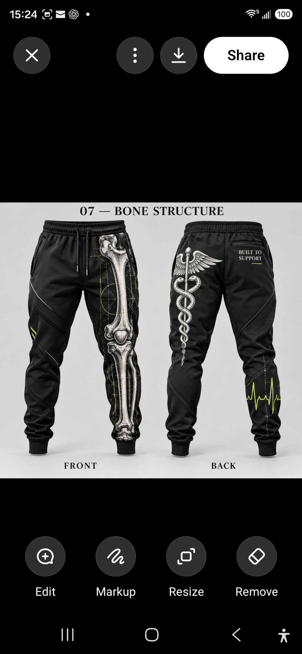 JG07 Bone Structure joggers concept reference