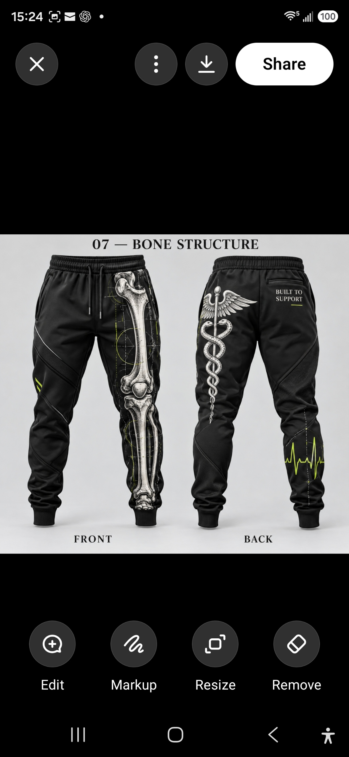 JG07 Bone Structure joggers concept reference